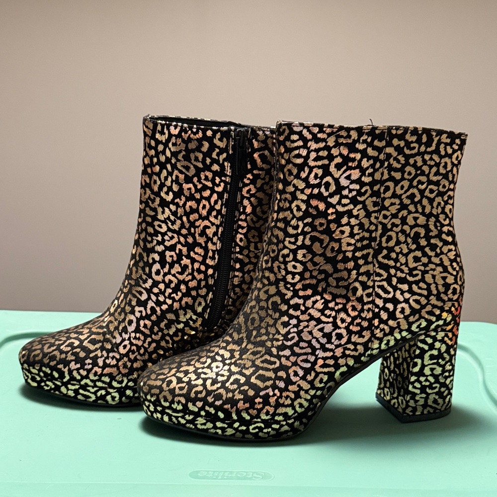 Torrid Multicolor Leopard Ankle Booties